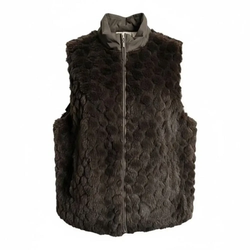 EUC - Chico’s Women’s Brown Faux Fur Vest - Size Large 12/14